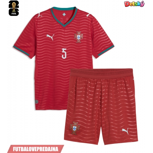 Lacne Dětský Futbalové dres Portugalsko Diogo Dalot #5 MS 2026 Krátky Rukáv - Domáci (+ trenírky)